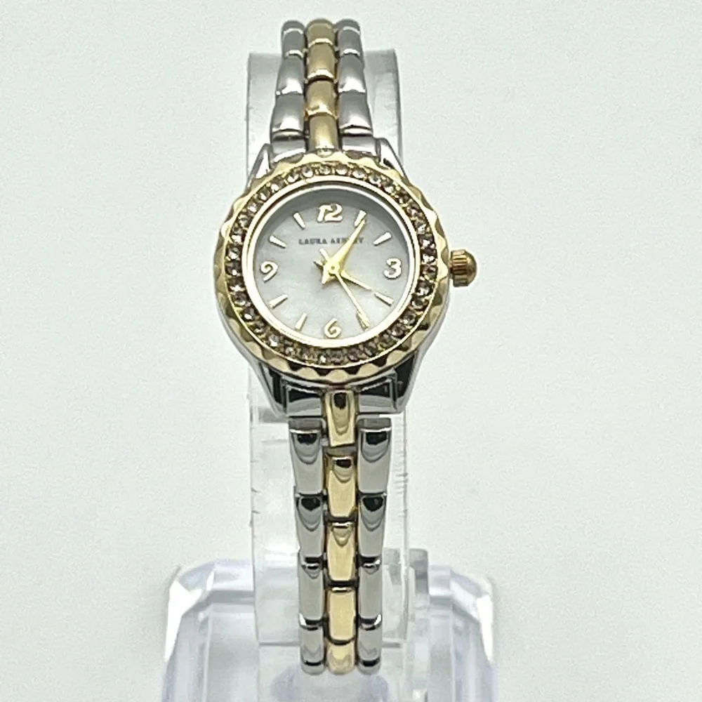 Laura Ashley Round Crystal Bezel Silver and Gold Ladies Watch Working